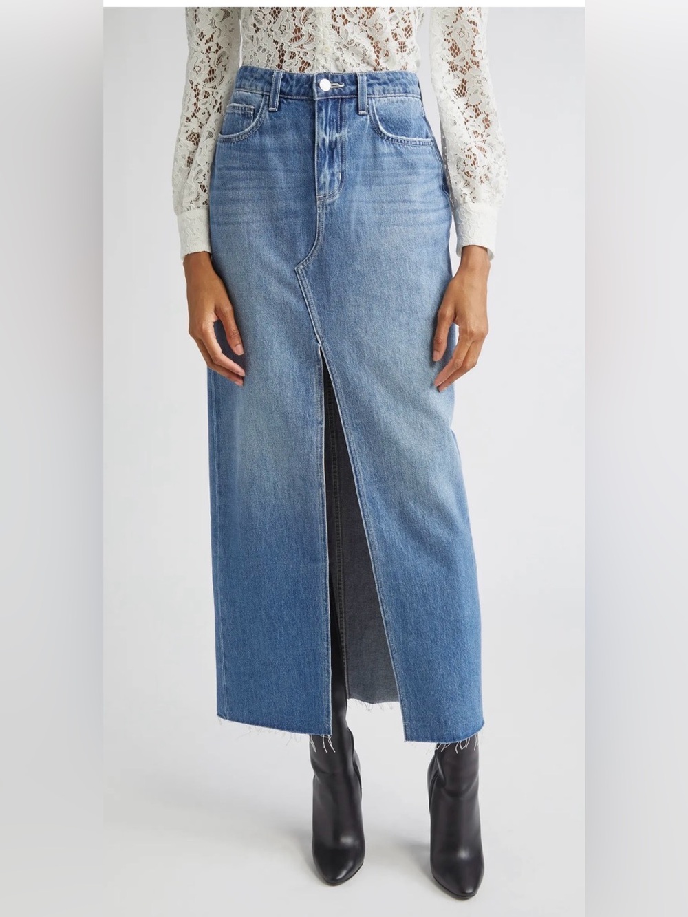 NEW L’AGENCE Rysa Front Slit Denim Maxi Skirt sz 29